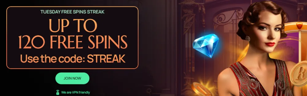 Promocja darmowych spinów Ritzo we wtorek z maksymalnie 120 spinami